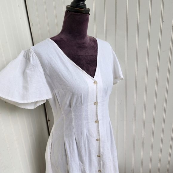 Universal Thread Women's Linen Blend White Summer Dress Button Front Size S - Picture 4 of 15